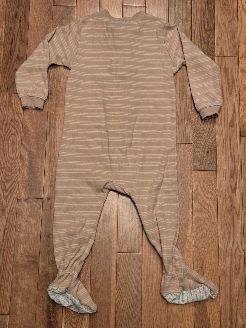 5/$20 Pekkle 18M Tan Striped Toucan Footed Onsie Zip Up Sleeper Pajamas - Picture 4 of 4